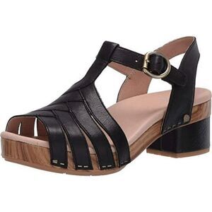 Dansko Mara Sandals Leather Slingback Open Toe Black size 39 US 9